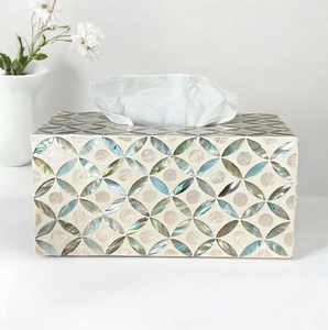 Haute qualité luxe blanc bleu nacre vadrouille bois boîte à mouchoirs couverture carré Rectangle Nacre porte-serviettes du Vietnam - Product Image 1