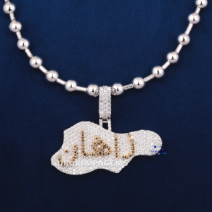 High Quality Arabic Name Pendant Hip Hop Style Moissanite Diamond <b>Chain</b> <b>for</b> Men <b>Women</b> 925 <b>Sterling</b> <b>Silver</b> Necklaces Set - Product Image 4