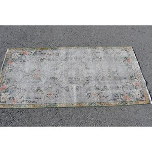 Classic Gray 2.7x5.7ft Patchwork Rectangle Design Turkish <b>Rug</b> Wool Polyester Material Latex Backing for Living Room for Teens - Product Image 3