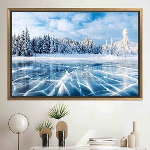 Elegant Winter Forest View: Printed Canvas Art for Serene Decor,GOLD <b>FRAMED</b> CANVAS - Product Image 1