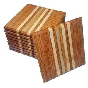 Elegant Four-Pack Wood Resin Coasters Durable Heat-Resistant Square Design for <b>Kitchen</b> Decor Coffee Tables Dining <b>Mats</b> Pads - Product Image 6