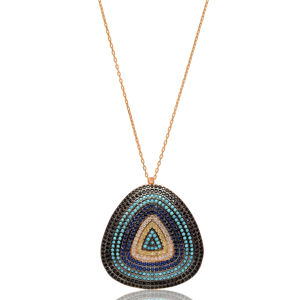 Ojo convexo diseño mezcla circón piedra encanto colgante turco hecho a mano venta al por mayor 925 joyería de plata esterlina - Product Image 1