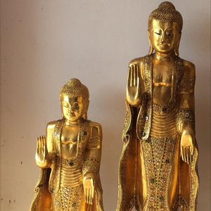 Estatua de Buda Grande Tallada en Madera, Estatuas de Buda de Tamaño Real en Venta, Escultura Budista de la India - Product Image 1