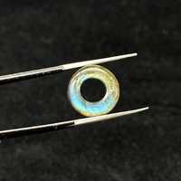 Perles de pierres précieuses sculptées en forme de beigne en labradorite bleue naturelle 12 MM