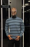 Suéter Casual de Invierno para Hombre, Cuello Redondo, Manga Larga, Cálido, 100% Algodón, Estampado Jacquard con Letras, Transpirable