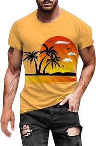 Camiseta estampada de algodón 100% para hombre, manga corta, cuello redondo, diseño informal inteligente con serigrafía, tejido de punto - Product Image 3