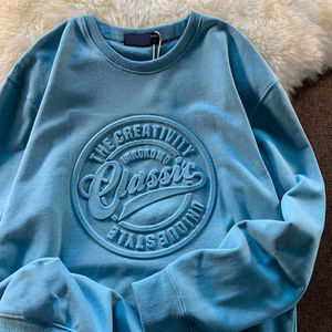 Sweat à capuche 100% coton pour femmes 500gsm tissu épais Logo en relief de haute qualité sweats surdimensionnés pour l'automne hiver personnalisable - Product Image 3