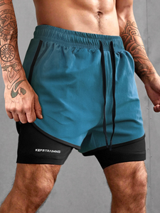 Short de course à compression respirant 100% coton solide pour hommes pour les sports de plein air entraînement de tennis - Product Image 3