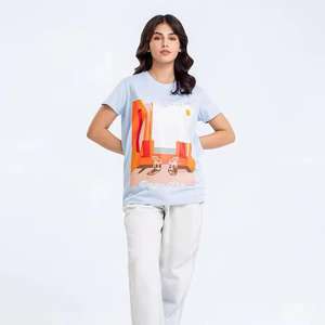 T-shirt à manches courtes à imprimé graphique décontracté pour femmes T-shirt en coton Slim Fit pour un usage quotidien - Product Image 2