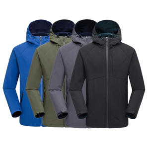 Chaqueta Softshell de alta calidad para invierno al aire libre impermeable estampado cremallera cierre transpirable Spandex capucha polar de punto - Product Image 1