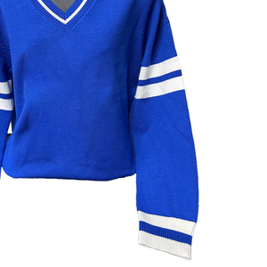 Nouveau cardigan de sororité ZPB pour femmes de haute qualité personnalisé bleu et blanc col en v à manches longues avec bouton avant et broderie - Product Image 6