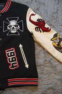 Vente chaude Veste universitaire pour homme en coton avec broderie chenille personnalisée, col montant, logo frontal et logo couleur personnalisable, manches en coton, vente en gros - Product Image 5