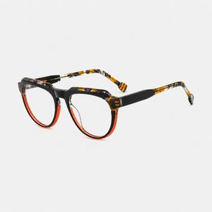 Montature per Occhiali in Acetato da Donna, Modello <span class=keywords><strong>Pantos</strong></span> Rotondo con Foro a Chiave, Bicolore Laminato a Righe, Fatto a Mano, Cerniera a Molla, OEM ODM Personalizzato, Ingrosso 2026 - Product Image 4