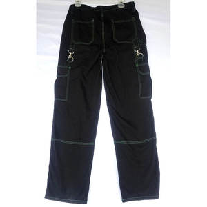 Pantalon femme noir vert fluo avec coutures cargo, style gothique, accessoires métalliques, pantalon 2026 - Product Image 4