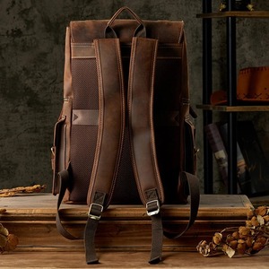 Sac à dos unisexe en cuir véritable de 16 pouces pour ordinateur portable, grand sac à dos de bureau avec style sport, sac de voyage pour hommes, pour l'extérieur - Product Image 3