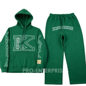 PRO ENTERPRISES Ensemble de sweat à capuche pour homme en molleton 100% coton 430g, délavé à l'acide, décontracté, respirant, hiver, avec broderie et impression, sans couture - Product Image 3