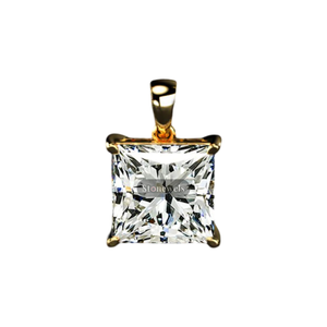 Pendentif et breloque en or fin 925 avec diamant de laboratoire certifié GIA IGI 3,0 ct DEF VVS VS, taille princesse, cadeau pour lui - Product Image 1
