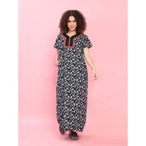 100% Cotton Woven Supersoft Women's Short-Sleeved Bathrobe Casual Nightshirt Embroidery Pocket Most Comfortable Leopard Pattern - Product Image 2