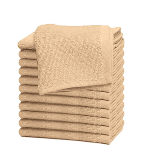 100% coton débarbouillette serviettes beiges style uni disponible en taille 30x30 fabriqué au Pakistan fournisseur en gros prix ensemble de serviettes de visage - Product Image 1