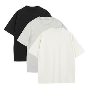 Camisetas de gran tamaño para hombre Camiseta de algodón de peso pesado Cuello redondo Manga corta Ajuste holgado Básicas Esenciales, Camisetas clásicas suaves - Product Image 1