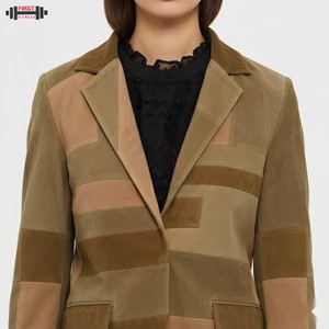 Chaqueta Bomber de Pana y Cuero Genuino para Mujer, Diseño de Rayas, Manga Larga, Invierno, Cálida, Talla Personalizada, Tendencia 2025 - Product Image 4
