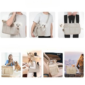 Soft-<b>Sided</b> Pet Carrier <b>Bag</b> Canvas Solid Color Zipper Closure Convenient Design for Cats and <b>Small</b> Dogs - Product Image 4