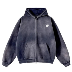 Sweat-shirt à capuche court en molleton français double couche, délavé à la pierre, lourd, 480 à 500 g/m², délavé au soleil, pour hommes, vente en gros - Product Image 3