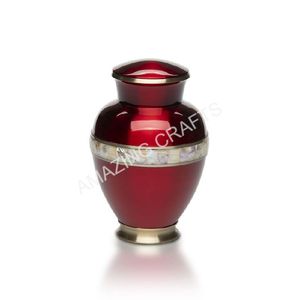 Urnes funéraires métalliques classiques les plus vendues, rouge rubis, faites à la main, pour cendres humaines adultes. - Product Image 1
