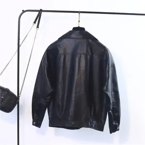 Nueva moda de mujer chaqueta de invierno de manga larga de cuero genuino cierre de cremallera de moda de otoño - Product Image 1