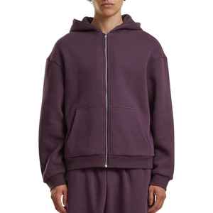 Sweat à capuche pour homme surdimensionné à fermeture éclair intégrale, en molleton super doux 100% coton, écologique, coupe-vent, avec logo personnalisé, impression et broderie, style streetwear - Product Image 3