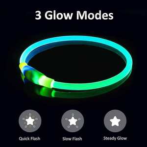 Dual RGB LED Waterproof <b>Dog</b> <b>Collar</b> with Rechargeable Flashing Light Luxury TPU Nylon and Plastic Leash Animal Pattern - Product Image 5