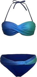 ชุดว่ายน้ำบิกินี่แบบมีโครงสำหรับผู้หญิง สีพื้น 2 ชิ้น ระบายอากาศได้ดี กลับด้านได้ แห้งเร็ว สายผูก ชุดชายหาด - Product Image 4