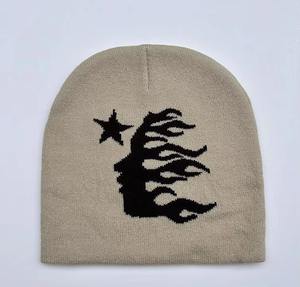 Custom Logo Trendy Flame Pattern <b>Beanie</b> Hat Unisex Knit Cap for <b>Streetwear</b> Style Winter Street Fashion <b>Beanie</b> - Product Image 3
