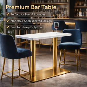 Mesa <span class=keywords><strong>de</strong></span> Bar Cuadrada Moderna <span class=keywords><strong>con</strong></span> Tapa Blanca y <span class=keywords><strong>Base</strong></span> <span class=keywords><strong>de</strong></span> Doble Columna <span class=keywords><strong>de</strong></span> Acero Inoxidable para Muebles Comerciales <span class=keywords><strong>de</strong></span> Hotel, Cafetería y Bistro - Product Image 3