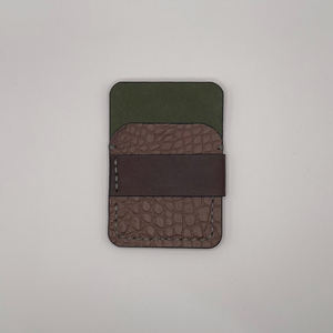 Portefeuille mince de porte-cartes en cuir véritable fait main élégant avec des bords brunis Organisateur durable pour les hommes HLC-0196 - Product Image 1