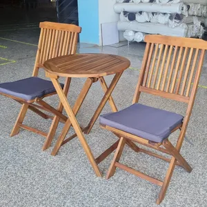 Ensemble de bistrot en bois du Vietnam, 3 pièces, mobilier de jardin extérieur en ACACIA, patio, chat, meubles du Vietnam