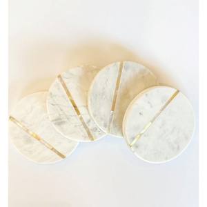 Sous-verres en marbre avec incrustation en laiton Sous-verres à motif de marbre Sous-verres en pierre absorbante chez Star Crafts India - Product Image 3