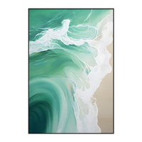 Peinture à l'huile sur toile Art déco sur toile dorée faite à la main personnalisée, vagues océaniques, paysage moderne, décoration murale, grande œuvre d'art