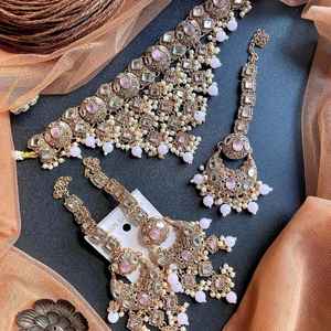 Indo Western Ethnic Kundan Choker <b>Necklace</b> <b>Set</b> Gold-Plated Brass Zircon Strand Artificial Jewellery India's Best Wholesalers - Product Image 2