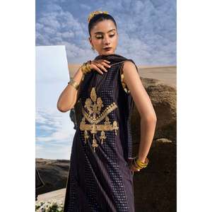 Traje de 3 Piezas sin Coser de Satén Bordado con Hilo Teñido Jacquard MJ-42037 - Product Image 1