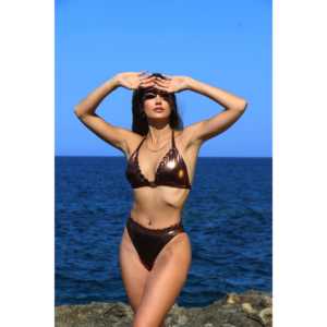 Pamela Collection Accesorio de parte inferior de cuero de bronce de imitación con estilo para bikinis y ropa de playa con estilo - Product Image 3