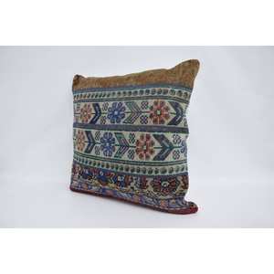 Multicolor Bohemian Vintage Pattern Wool Kantha 28x28 Inch Woven Decorative <b>Pillow</b> - Product Image 4