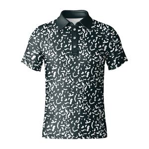 Vente en gros T-shirt de golf pour hommes Chemise à col imprimé personnalisé en polyester spandex extensible dans les 4 sens - Product Image 6