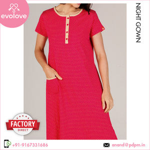 Distribuidor mejor listado de calidad superlativa 100% ropa de dormir de noche hecha de algodón media manga corta vestido de noche para damas de mujer - Product Image 5