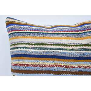 Coussin décoratif tissé en laine multicolore de 28x28 pouces avec motif vintage - Product Image 2