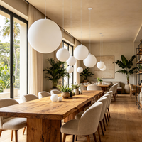Lustre de plafond de luxe pour restaurant, lumière LED en forme de boule, taille/logo/couleur personnalisés, restaurants, cafés, salle à manger