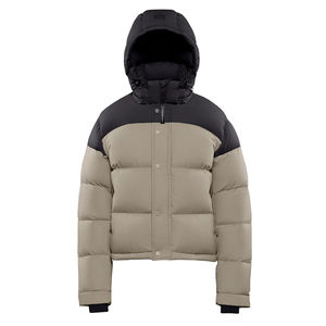 2025 Customizable Women's <b>Puffer</b> <b>Jacket</b> with Removable Hood Breathable Contrast Color Embroidered Patch - Product Image 1