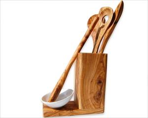 Modern Multi-Purpose Durable Handmade Wooden Utensil Holder Solid Wood Eco-Friendly <b>Kitchen</b> Organizer Cutlery <b>Storage</b> <b>Container</b> - Product Image 2