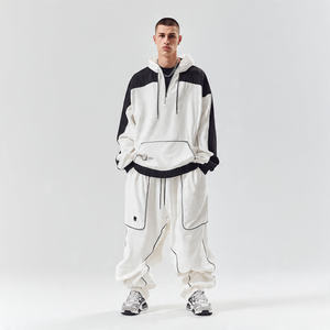 Conjunto Deportivo de Invierno 2 en 1 para Hombre, Sudadera Holgada Informal con Capucha y Pantalones Deportivos de Pierna Ancha, Grueso, Transpirable y Resistente al Viento - Product Image 1