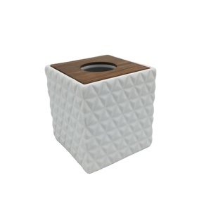 Moderne Carré Blanc <span class=keywords><strong>Boite</strong></span> à Mouchoirs En Bois - Product Image 1